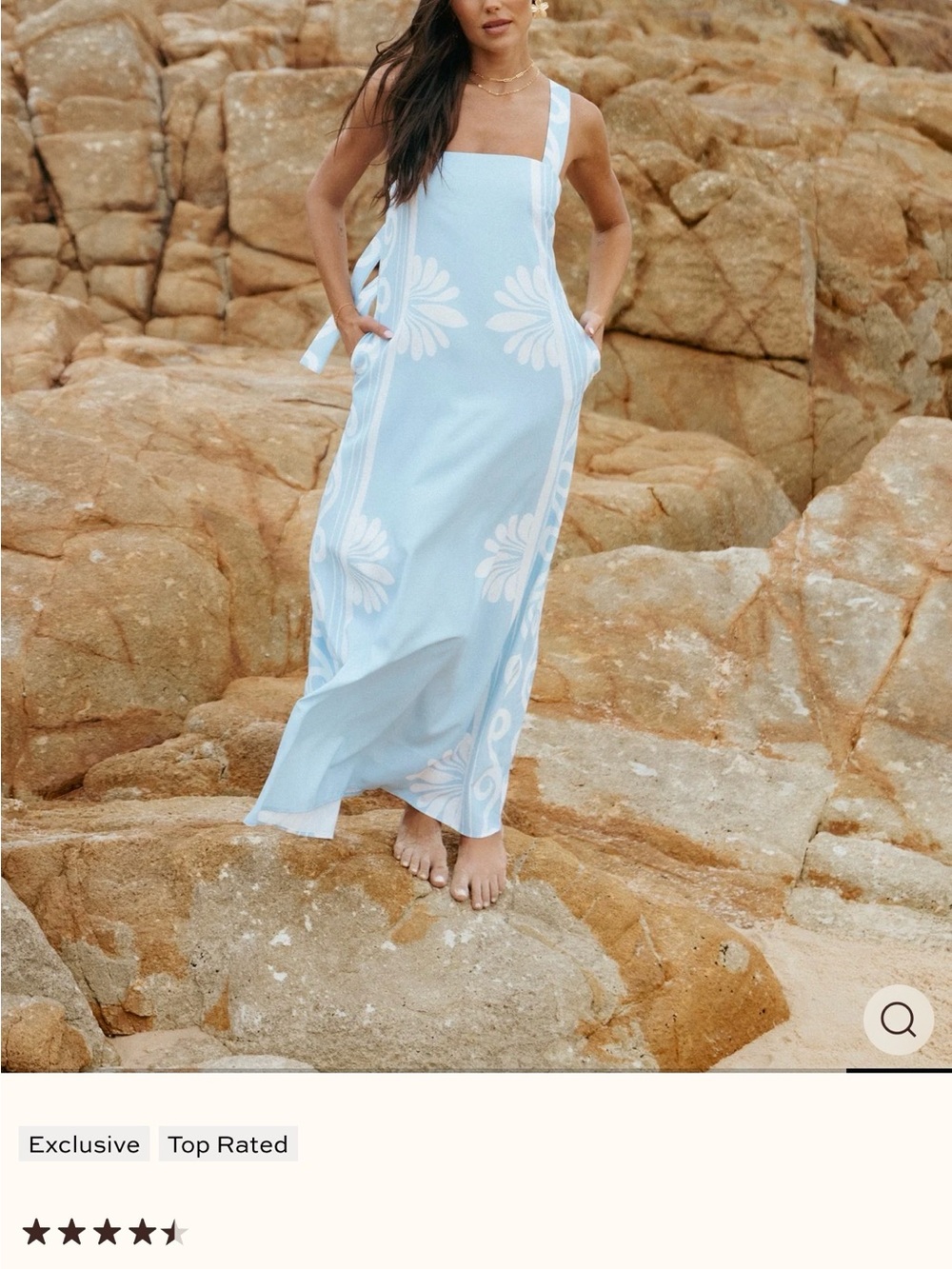 Petal & Pup Light Blue and White Floral Maxi Dress | Size XL - Picture 5 of 10